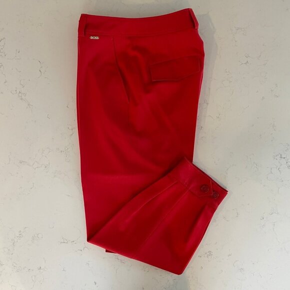 Hugo Boss Tunnai Wool Poly Relaxed Fit Cargo Pants Button Cuff Red Sz 8 NWOT - Picture 2 of 16